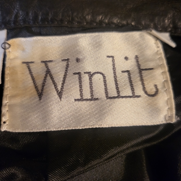 Leather Vtg 90s Winlit Pencil Skirt in Black - Picture 9 of 10